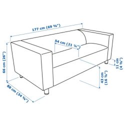 IKEA Klippan kanapé fehér. Rajz, méret 