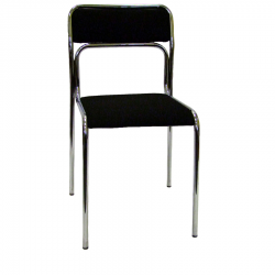 Szék, Sorolható.01. Króm lábak, textil kárpitozott, fekete. Szék, kölcsönzés, bérlés! KölcsönBútor!